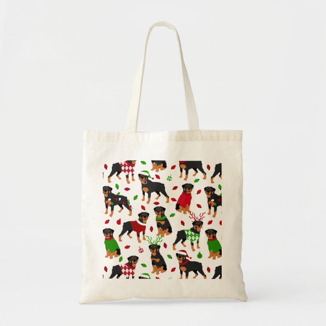 Christmas Rottweiler Tote Bag (Front)