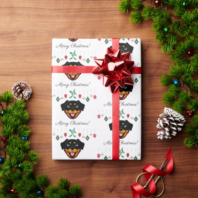 Christmas Rottweiler Wrapping Paper (Holiday Gift)