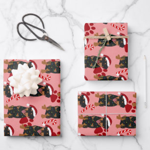 Christmas Rottweiler  Wrapping Paper Sheet