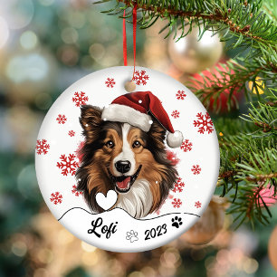 Christmas Rough Collie Dog Personalized Ceramic Or Ornament
