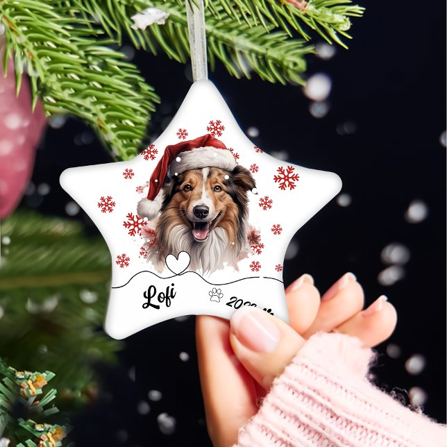 Christmas Rough Collie Dog Personalized Ceramic Or Ornament (Creator Uploaded)