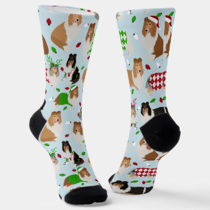 Christmas Rough Collie Socks