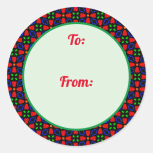 Christmas Round  Border Gifts Sticker