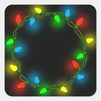 Christmas round lights square sticker