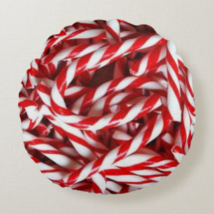 Christmas Round Pillow, Candy Cane Pillow