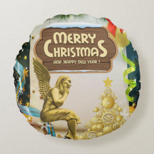 Christmas Round Pillow, Christmas Angel Pillow