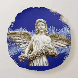 Christmas Round Pillow, Christmas Angel Pillow