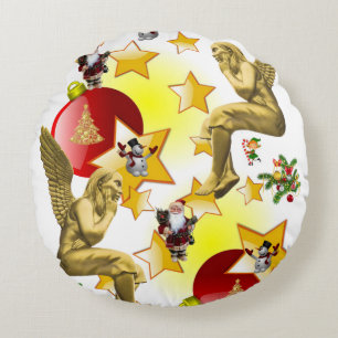 Christmas Round Pillow, Christmas Angel Pillow