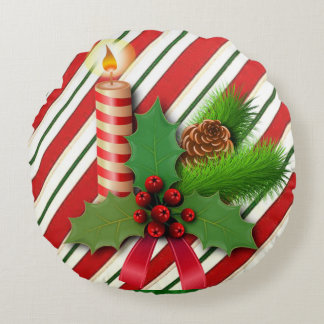 Christmas Round Pillow, Christmas Candle Round Pillow