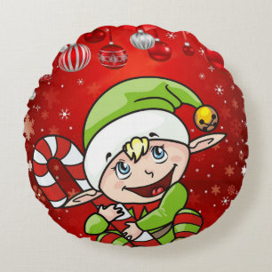 Christmas Round Pillow, Elf Pillow