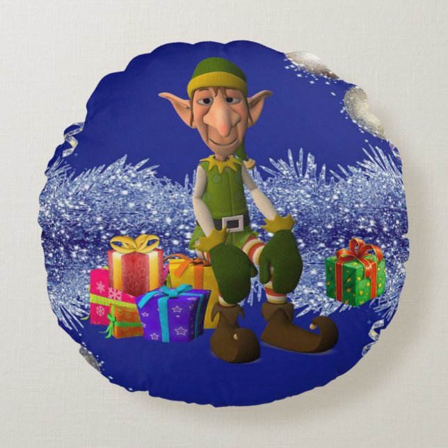 Christmas Round Pillow, Elf Pillow (Front)