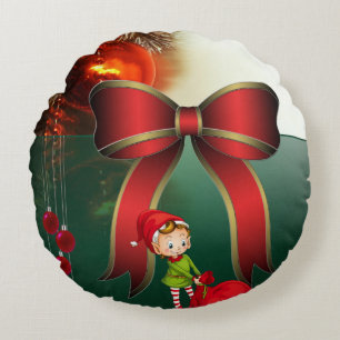 Christmas Round Pillow, Elf Round Pillow