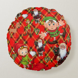 Christmas Round Pillow, Elf Round Pillow