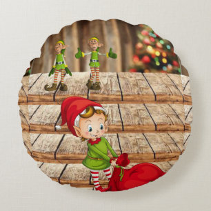 Christmas Round Pillow, Elf Round Pillow