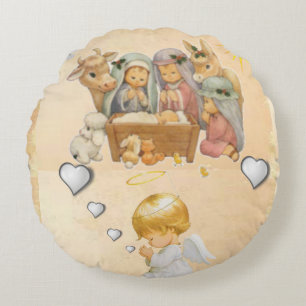Christmas Round Pillow, Jesus Christ Pillow