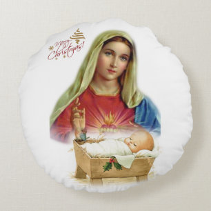 Christmas Round Pillow, Jesus Christ Round Pillow