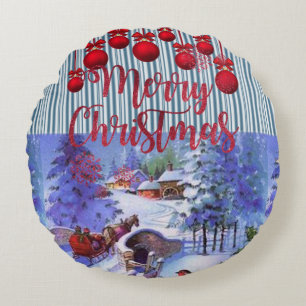 Christmas Round Pillow, Merry Christmas Round Pillow