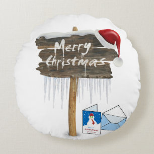 Christmas Round Pillow, Merry Christmas Round Pillow