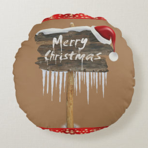 Christmas Round Pillow, Merry Christmas Round Pillow