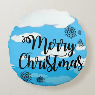 Christmas Round Pillow, Merry Christmas Round Pillow