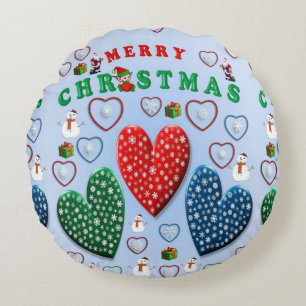 Christmas Round Pillow, Merry Christmas Round Pillow