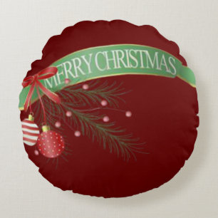 Christmas Round Pillow, Merry Christmas Round Pillow