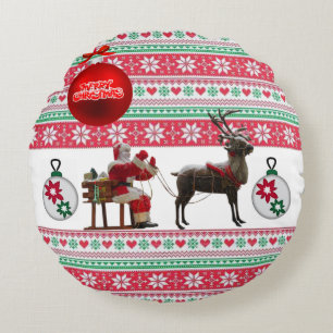 Christmas Round Pillow, Merry Christmas Round Pillow