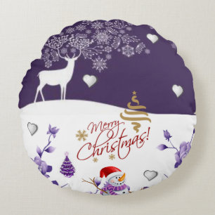 Christmas Round Pillow, Reindeer Pillow