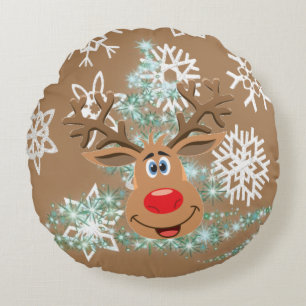 Christmas Round Pillow, Reindeer Pillow