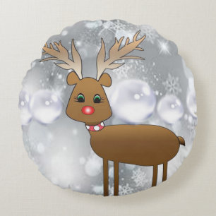 Christmas Round Pillow, Reindeer Round Pillow