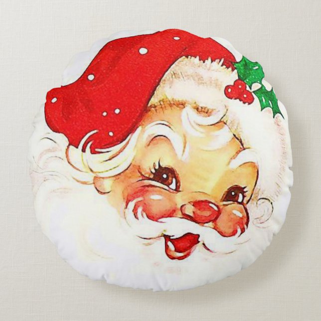 Christmas Round Pillow, Santa Pillow (Front)
