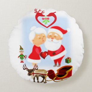 Christmas Round Pillow, Santa Round Pillow
