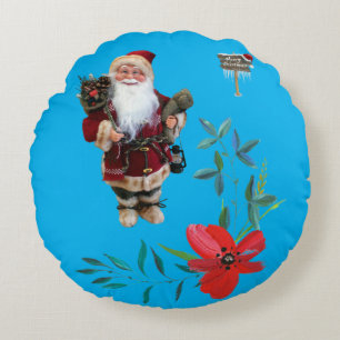 Christmas Round Pillow, Santa Round Pillow