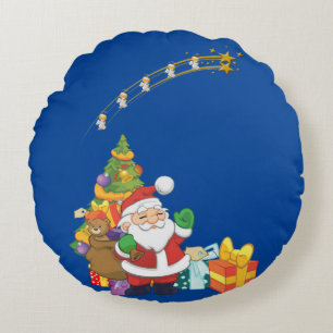 Christmas Round Pillow, Santa Round Pillow