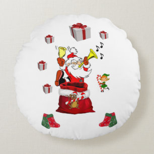 Christmas Round Pillow, Santa Round Pillow