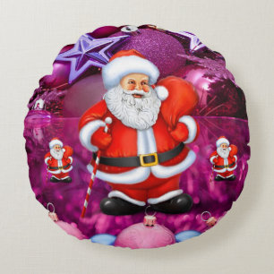 Christmas Round Pillow, Santa Round Pillow