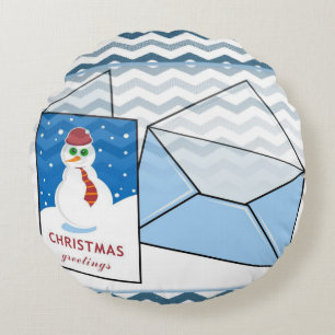 Christmas Round Pillow, Snowman Pillow