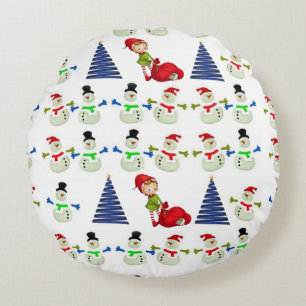Christmas Round Pillow, Snowman Pillow