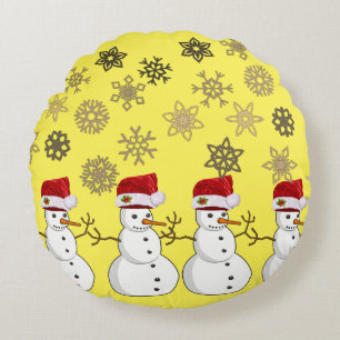 Christmas Round Pillow, Snowman Pillow