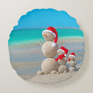 Christmas Round Pillow, Snowman Round Pillow