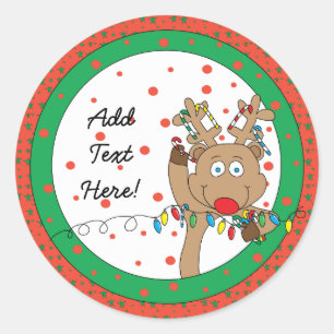 Christmas Round Stickers Reindeer