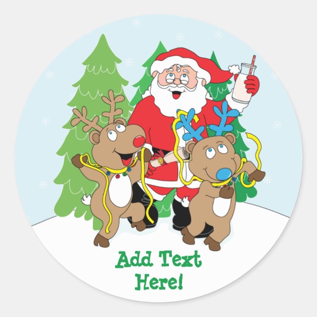 Christmas Round Stickers Santa Claus Personalize (Front)