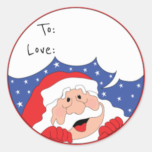 Christmas Round Stickers Santa Says Personalize