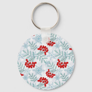 Christmas, Rowan, red, white, snowflakes Keychain