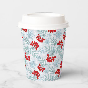 Christmas, Rowan, red, white, snowflakes  Paper Cups