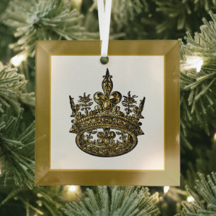 Christmas Royal King's Crown Glass Ornament