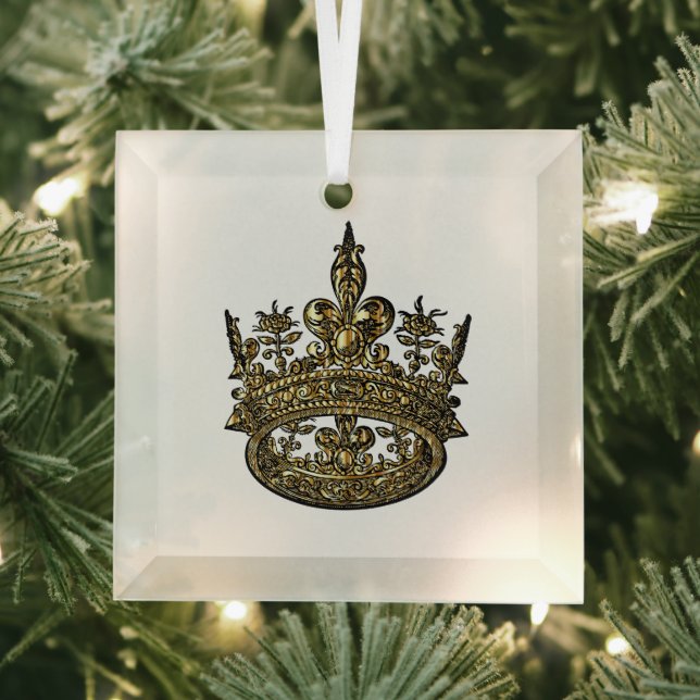 Christmas Royal King's Crown  Glass Ornament (Insitu)