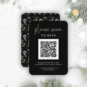 Christmas RSVP with QR Code   Gilded Greenery Enclosure Card