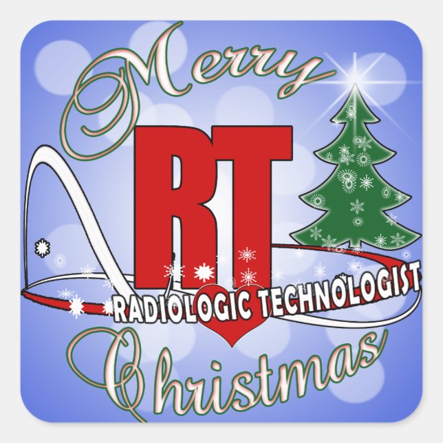 CHRISTMAS RT RADIOLOGIC TECHNOLOGIST SQUARE STICKER (Front)