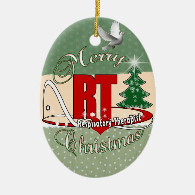 CHRISTMAS RT Respiratory Therapist Ceramic Ornament (Front)